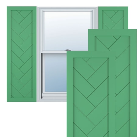 True Fit PVC Single Panel Herringbone Modern Style Fixed Mount Shutters, Lilly Pads, 12W X 25H